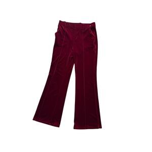 Halara Burgundy Red Velvet Flare Pants NWT High Waist Large